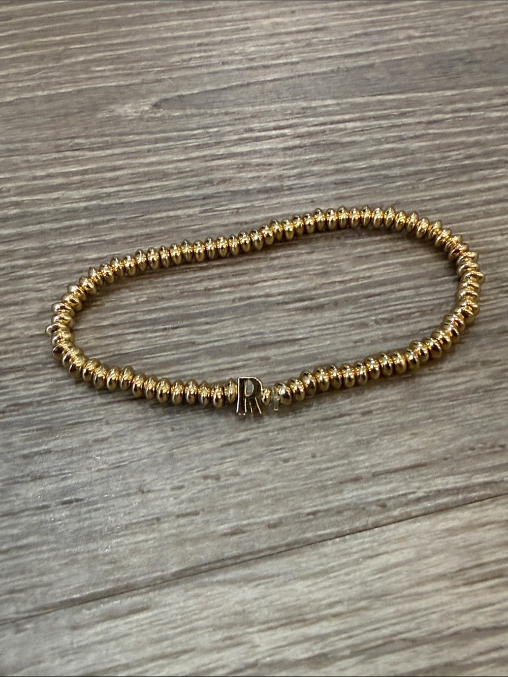 BaubleBar Gold Beaded Initial R Stretch Bracelet